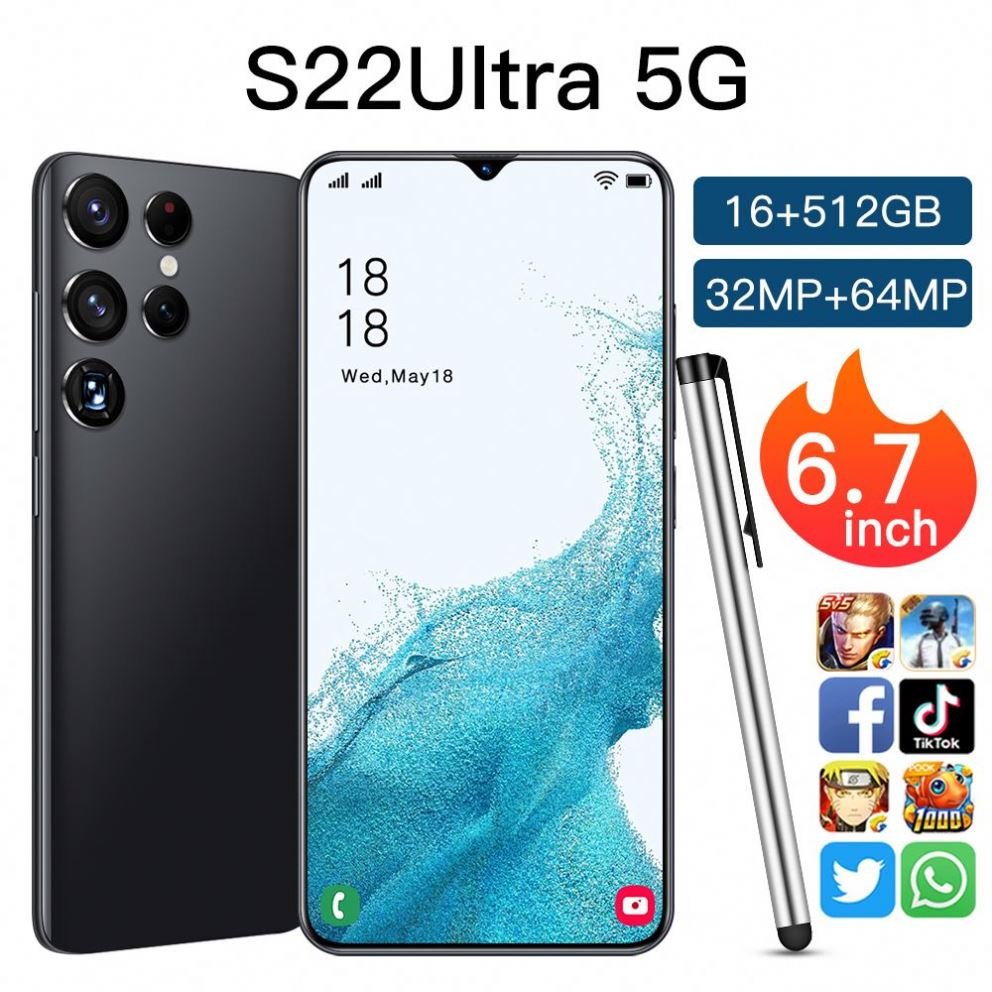 HOT SELLING S22+ Ultra 8GB+256GB 16MP+32MP Android 10.0 phone 5G LTE original 6.7 inch MTK6889 smart phone excellent quality
