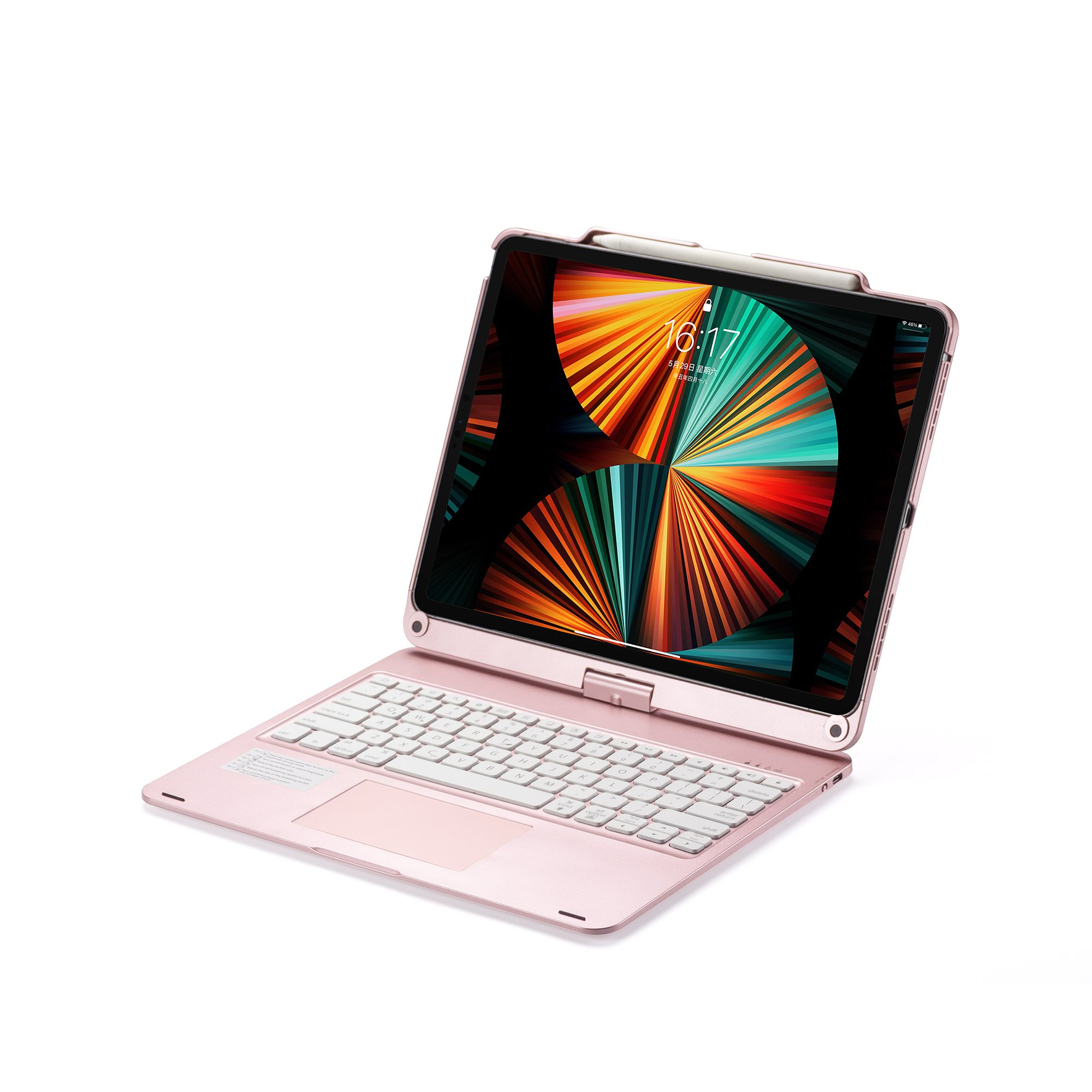Backlight Keyboard Case with Multi-touch Trackpad and 360 Swivel Screen for iPad Pro 12.9" 3-6 GEN Type C Trackpad Keyboard