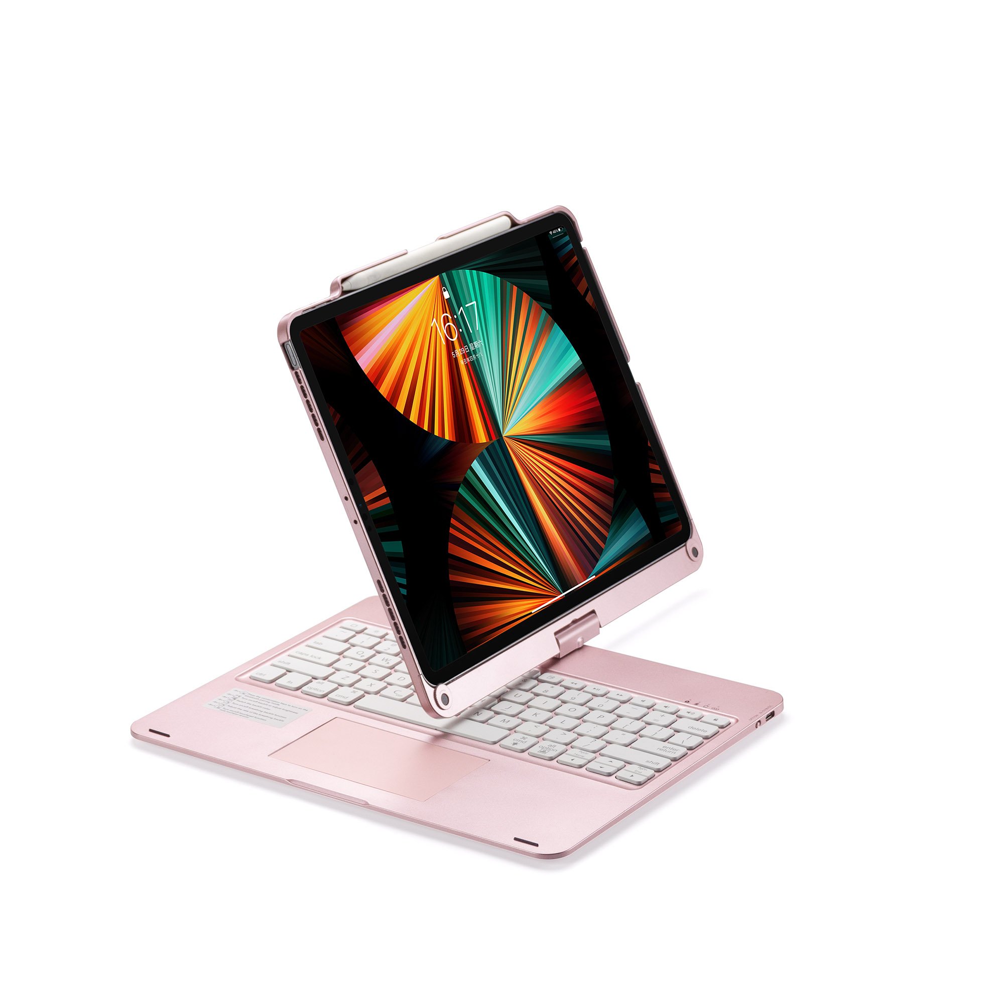 Backlight Keyboard Case with Multi-touch Trackpad and 360 Swivel Screen for iPad Pro 12.9" 3-6 GEN Type C Trackpad Keyboard