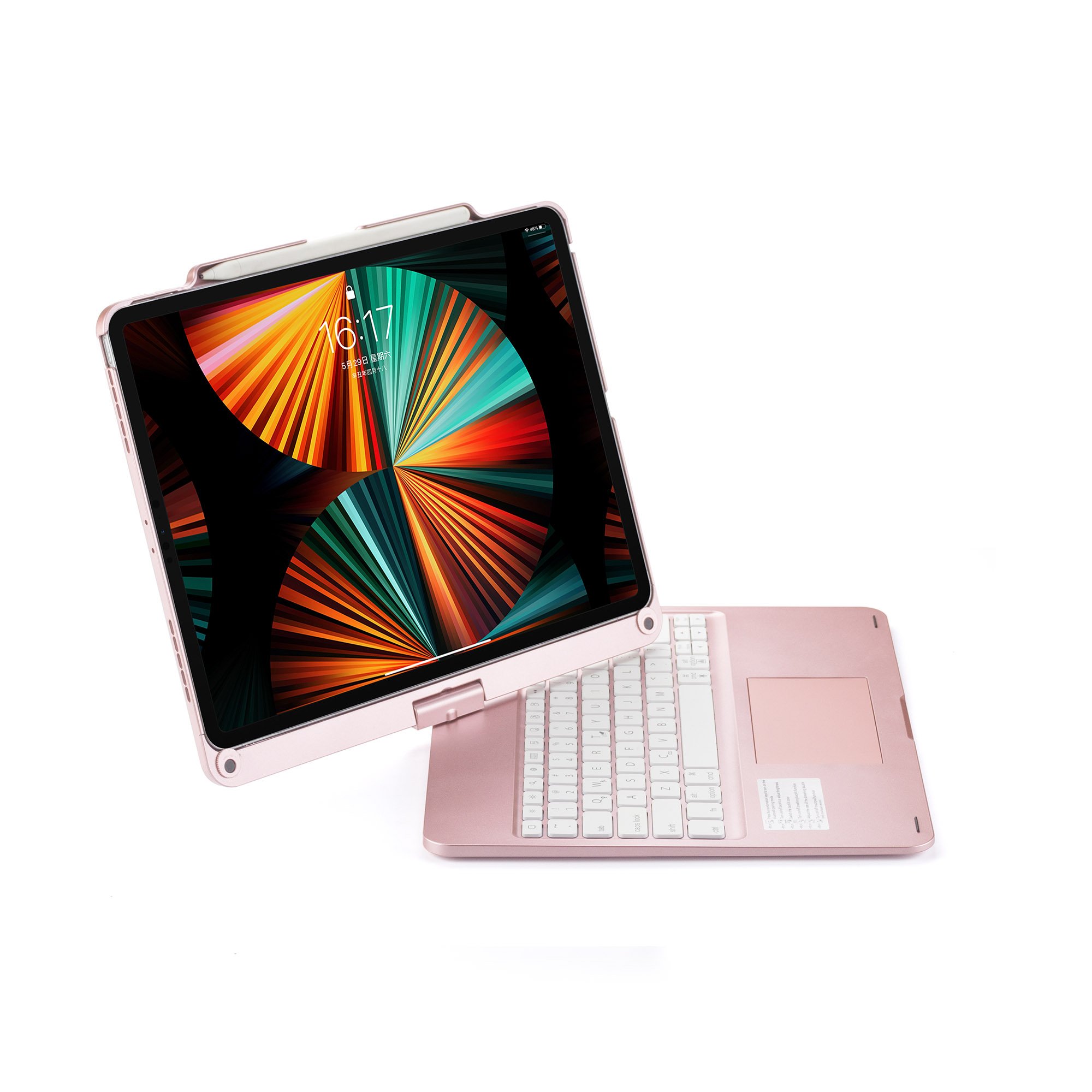 Backlight Keyboard Case with Multi-touch Trackpad and 360 Swivel Screen for iPad Pro 12.9" 3-6 GEN Type C Trackpad Keyboard