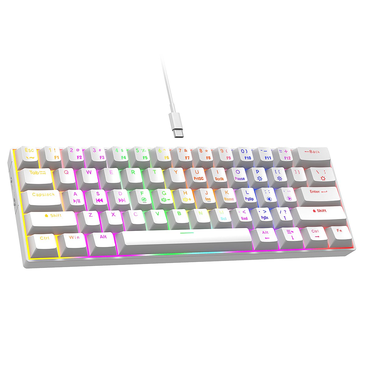 Factory Sale Mini Portable 61 Keys Gaming Keyboard 60% LED RGB Backlit Ergonomic Blue Switch Mechanical Keyboard for PC Gamer