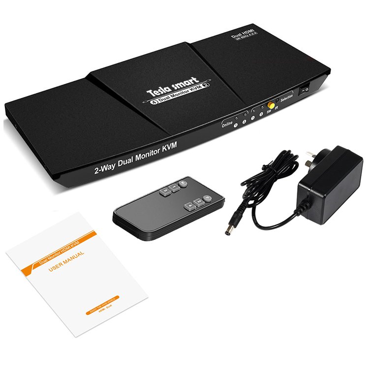 TESmart Conference Equipment Tesmart 4x2 Switch 4k Computer Dual Monitor Pc Hdmi Kvm Switch