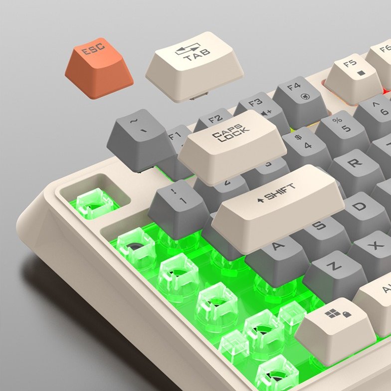 Wired Keyboard , Full Size Keyboard with Mixed Color Keycaps, Keyboard with 26 Keys Anti-ghosting