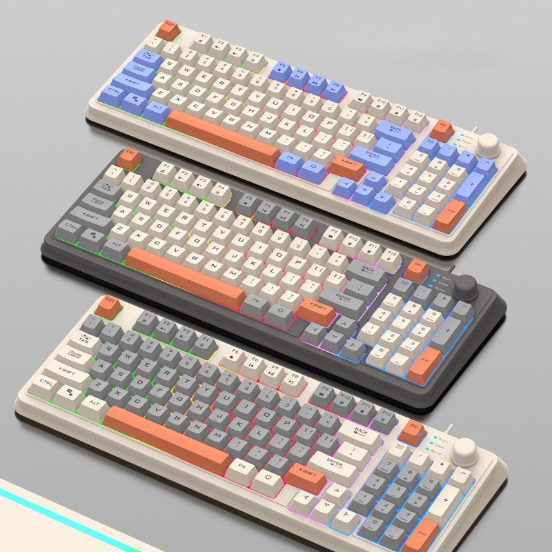 Wired Keyboard , Full Size Keyboard with Mixed Color Keycaps, Keyboard with 26 Keys Anti-ghosting