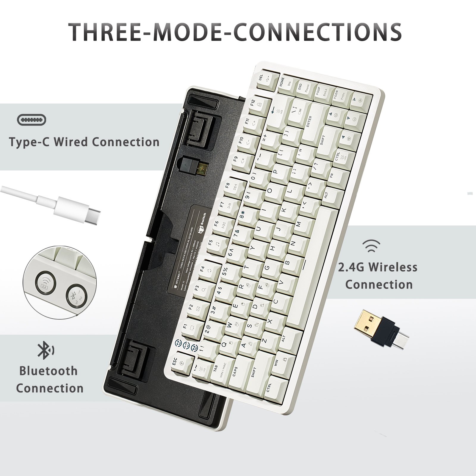 custom light 82keys hot swap RGB pcb gaming keyboard bluetooth mini backlit wireless keyboard for android phone with wire