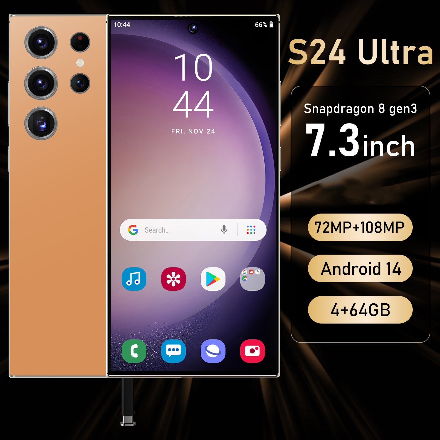 S24Ultra smartphone, 7.3-inch HD screen phone, Android 13 4+64 6+128GB memory card smartphone, dual SIM dual to 5G/4G/GPS