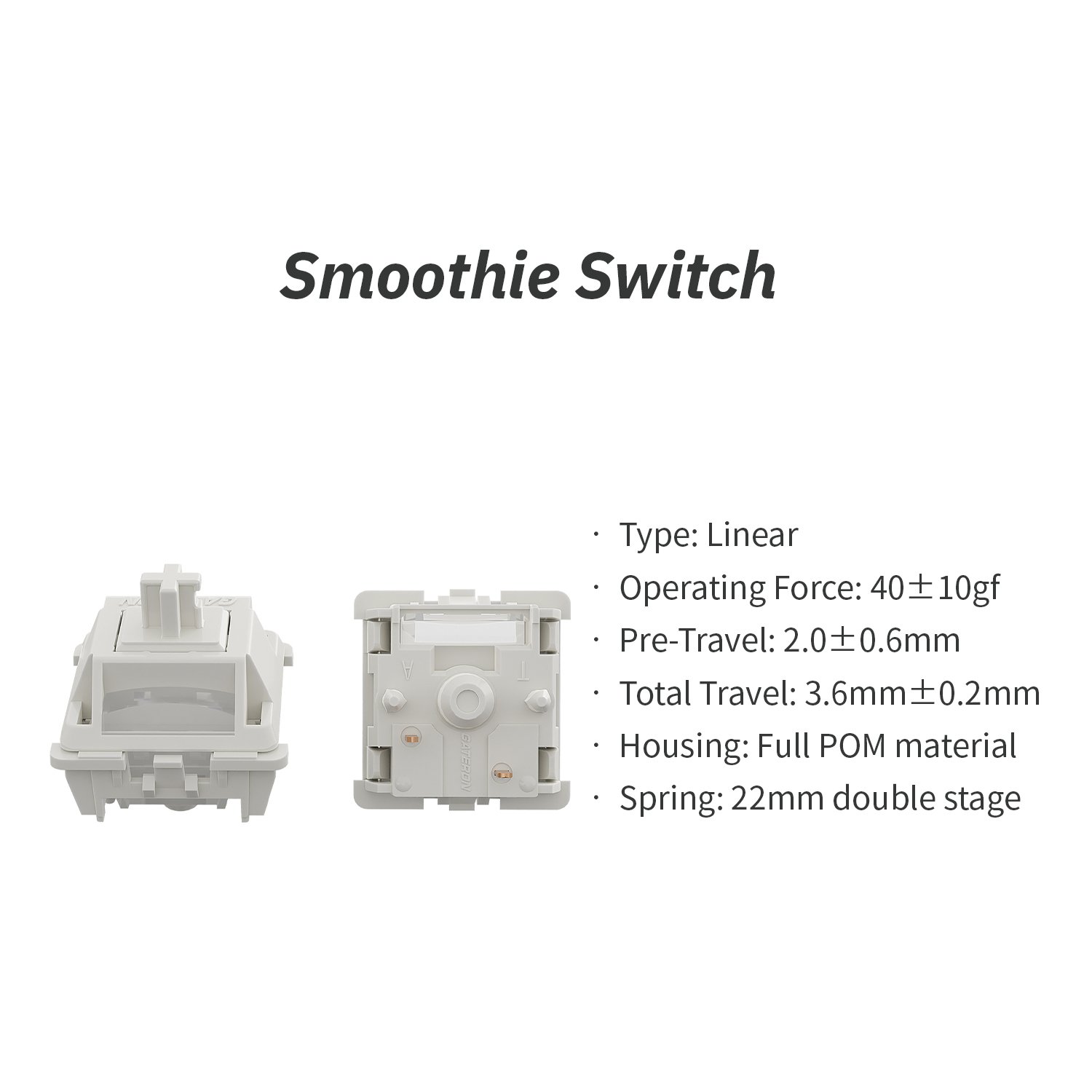 GATERON Smoothie Switch Full POM Material Pre-lubed 40gf 5-Pin SMD RGB gaming DIY customized mechanical keyboard switch