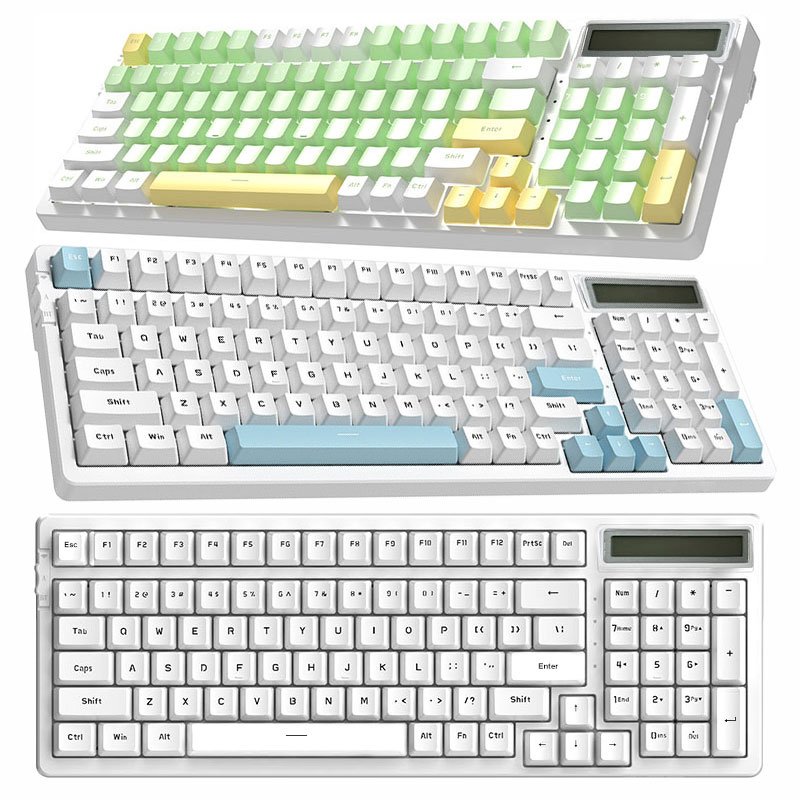 US 96 Keys Or UK 97 Keys Three Colour Assembly RGB Can Hot-Swappable Wireless Bluetooth Three Mode Mechanical Keyboard