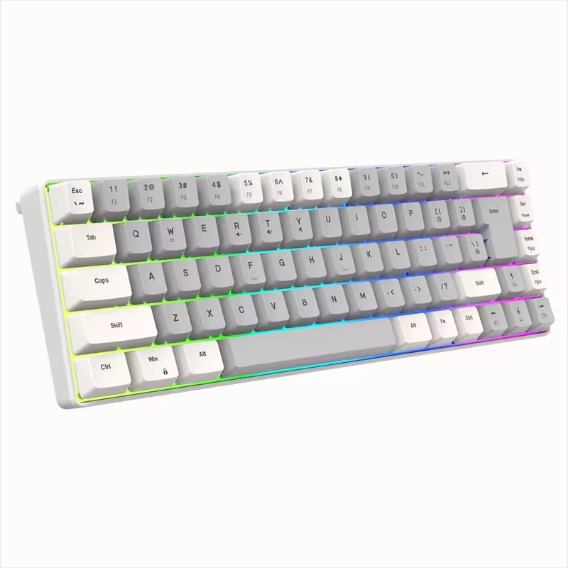 60% Mini RGB Green Switch Wired BT Gaming Mechanical Keyboard 68 Key Hot Swappable Anti-Ghosting Compatible with PC and Laptop