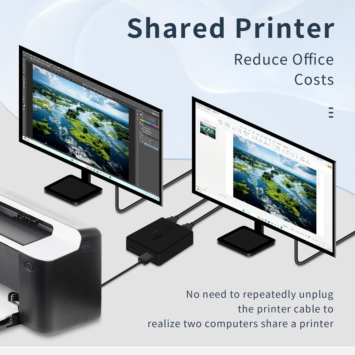 USB3.0 Switch Selector 2x1 1x2 Bi-direcional USB Switcher 2 Port Sharing 1 Devices for Keyboard Mouse Printer 2 port Hub