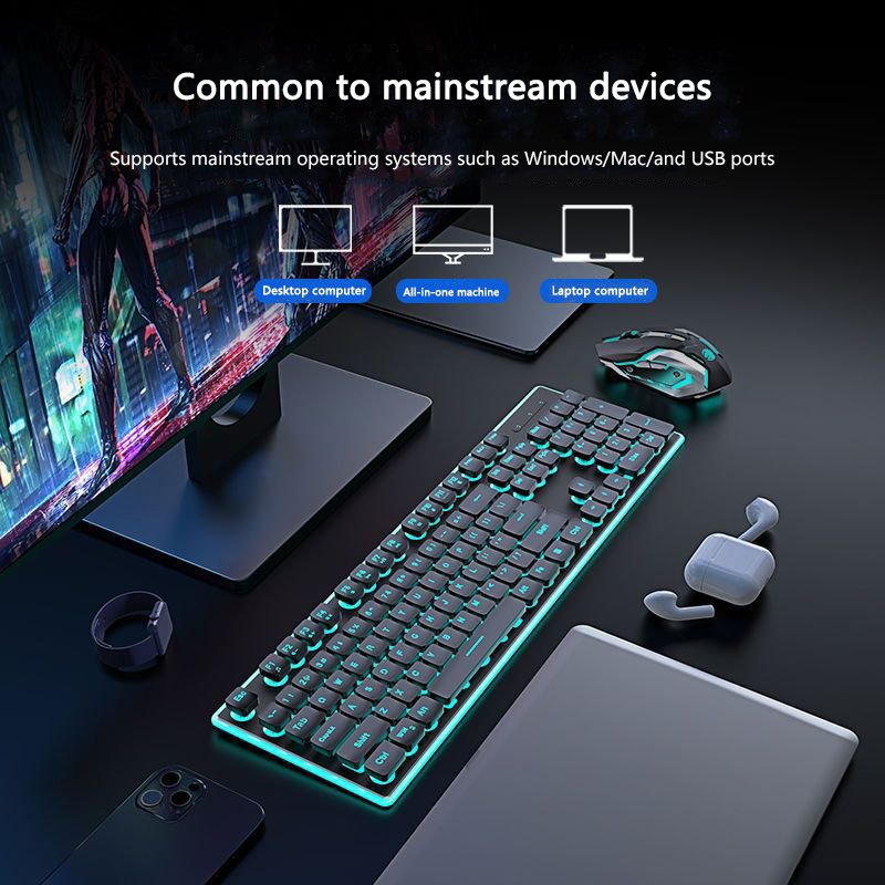 Ultra thin 2.4Ghz Cordless Slim Rgb Backlit Lights Rechargeable Office 24G Wireless Gaming Set Keyboard and Mouse Combo