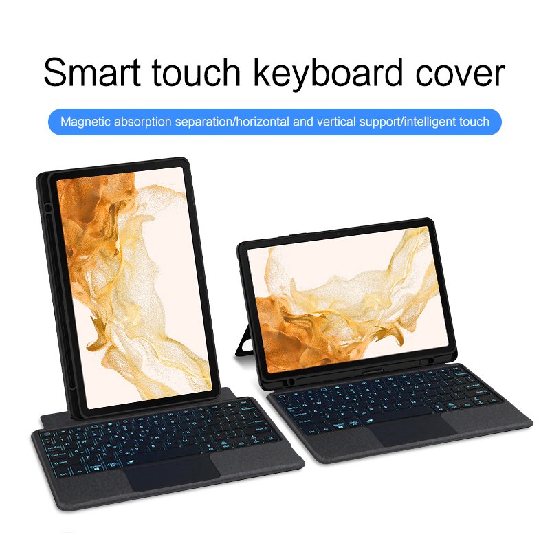 Smart Keyboard Cover for Samsung Galaxy Tab S8+ 12.4 Inches Smart Touchpad Multi Angle Adjustment Tablet Covers Cases