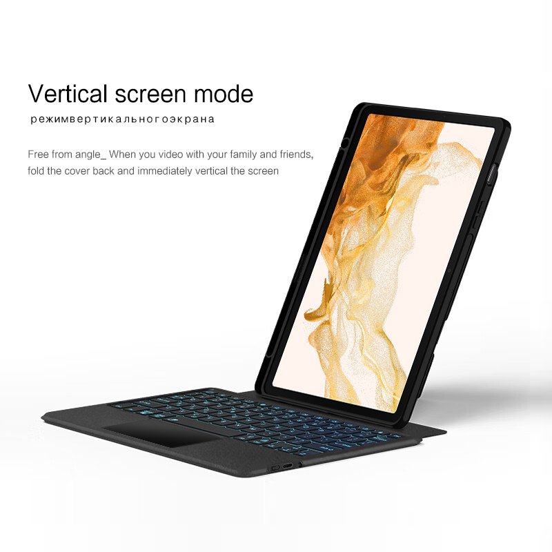 Smart Keyboard Cover for Samsung Galaxy Tab S8+ 12.4 Inches Smart Touchpad Multi Angle Adjustment Tablet Covers Cases