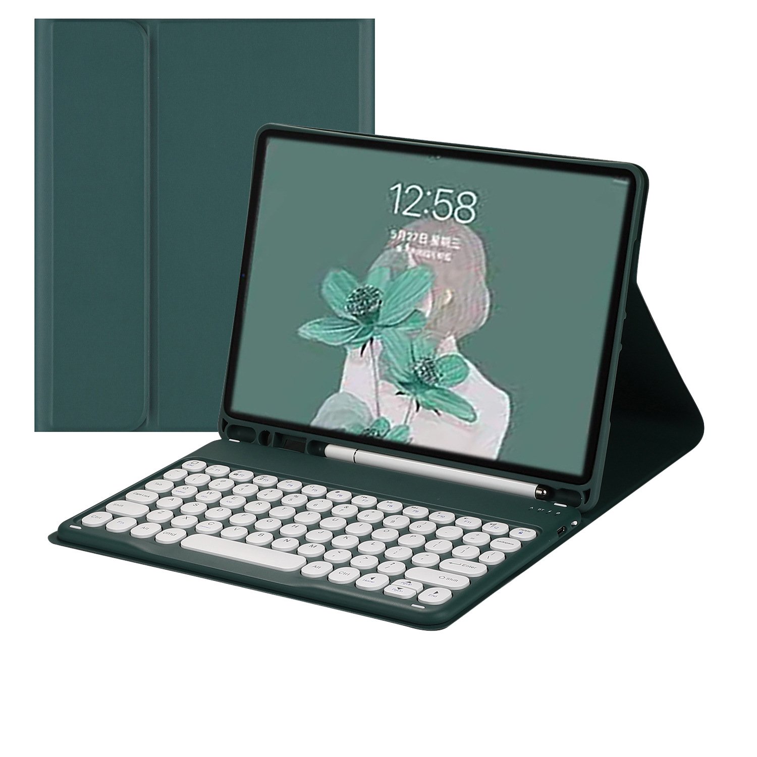 Shockproof Keyboard Case for iPad Pro 12.9 2023 and 10.2 Inch Tablet Covers & Cases with Integrated Keyboard