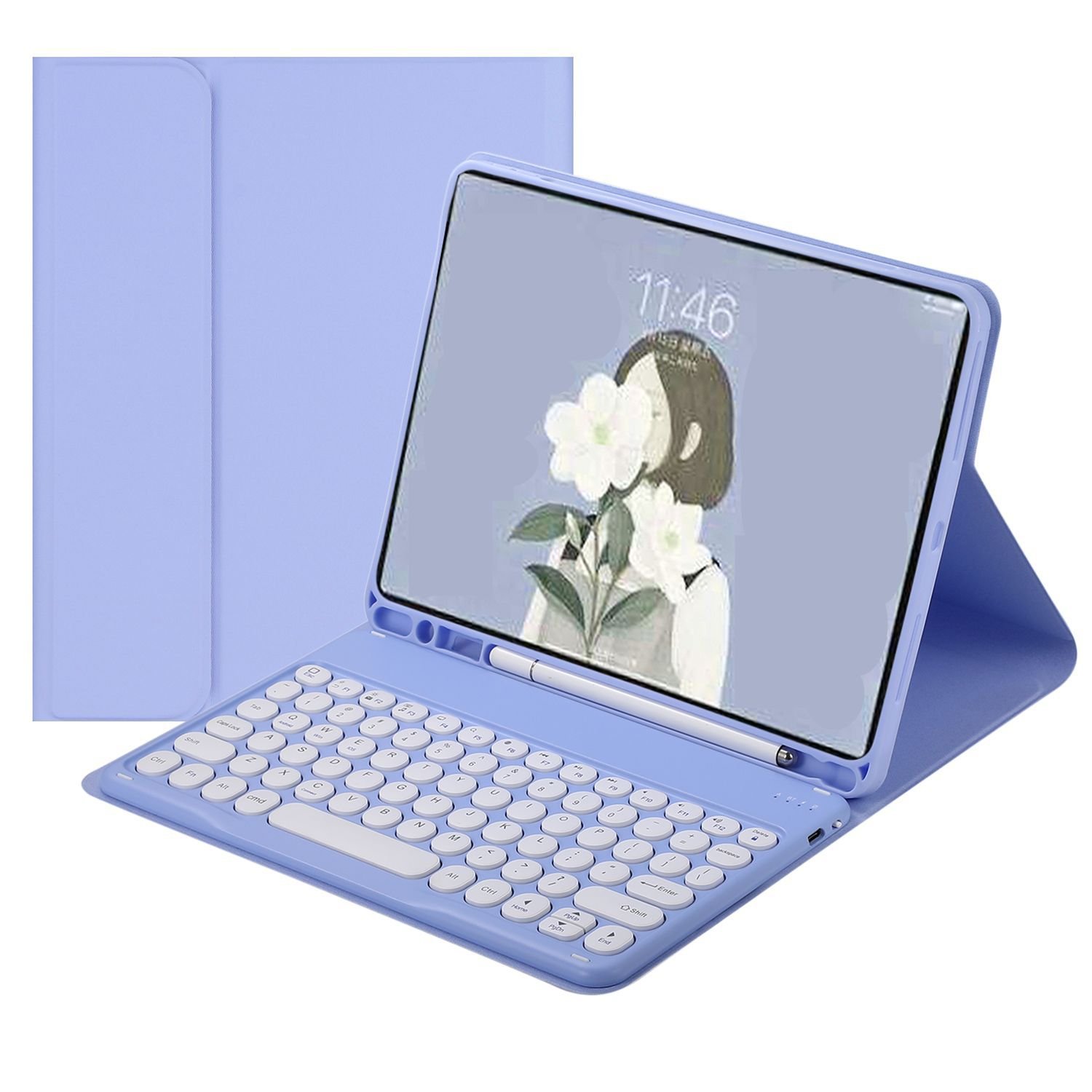 Shockproof Keyboard Case for iPad Pro 12.9 2023 and 10.2 Inch Tablet Covers & Cases with Integrated Keyboard