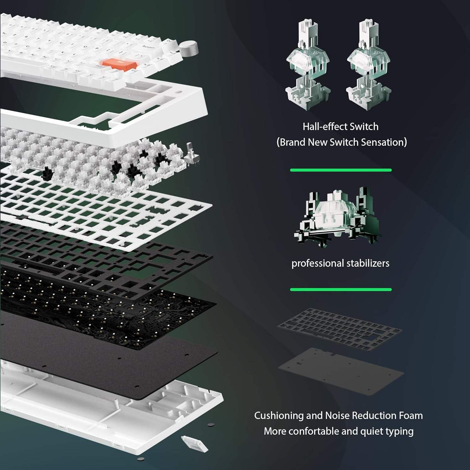 OEM A75 Rapid Trigger TKL RGB Wired USB magnetic switch Gaming Keyboard 75% Layout Compact with 82 Keys and Knob ABS Keycap