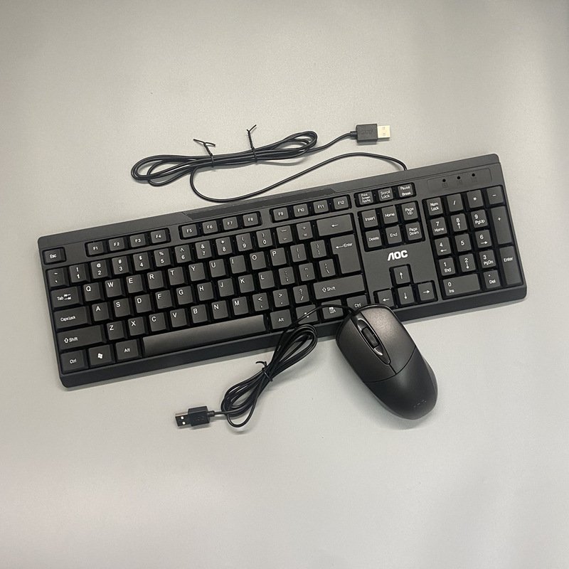 AOC KM 160 Business Office Black Wired Keyboard Mouse Set Modern Desktop Computer Keyboard Kit