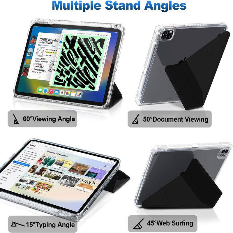 New tablet case transparent shockproof back case tri-fold with pen slot for ipad 10gen 10.9 inch case & tablet cover