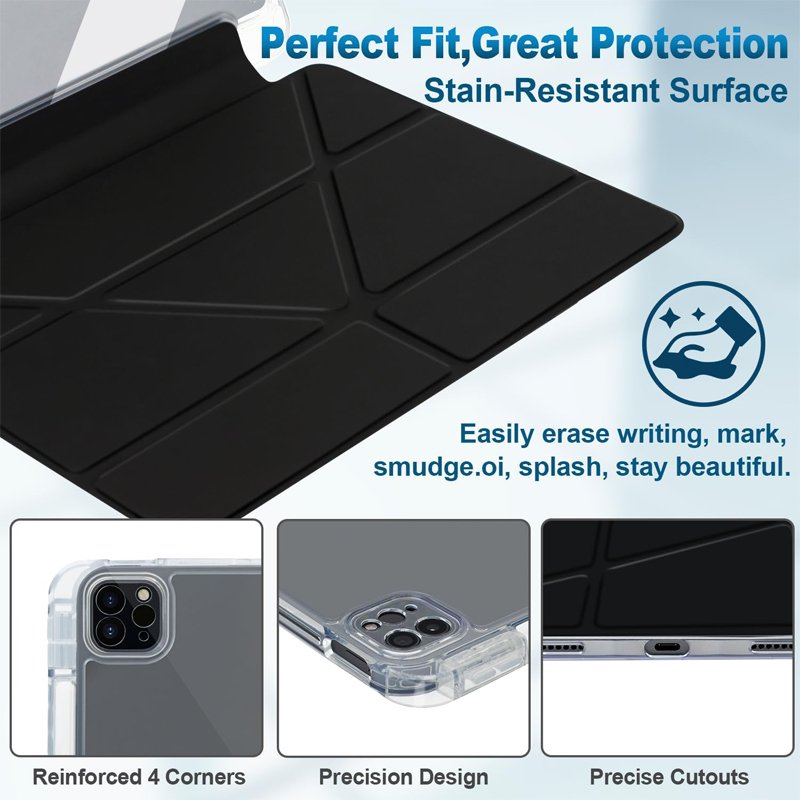 New tablet case transparent shockproof back case tri-fold with pen slot for ipad 10gen 10.9 inch case & tablet cover