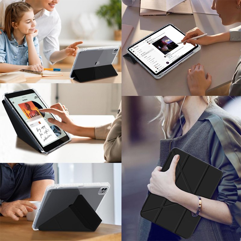 New tablet case transparent shockproof back case tri-fold with pen slot for ipad 10gen 10.9 inch case & tablet cover