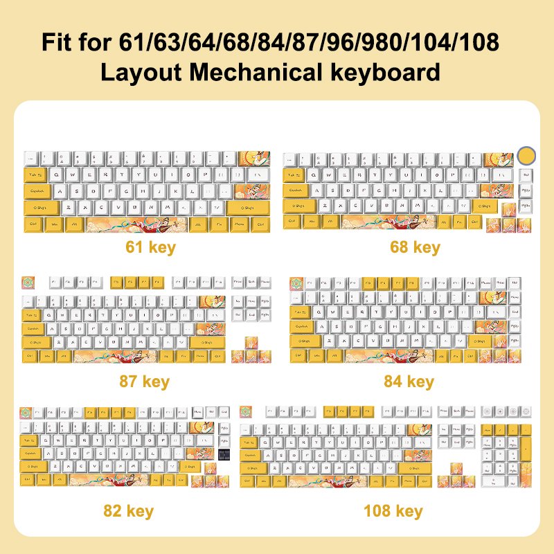 Wholesale 135 Keys Custom High Quality Yellow Autumn Theme 100% PBT Standard Full Size Layot Extra KeyCap set