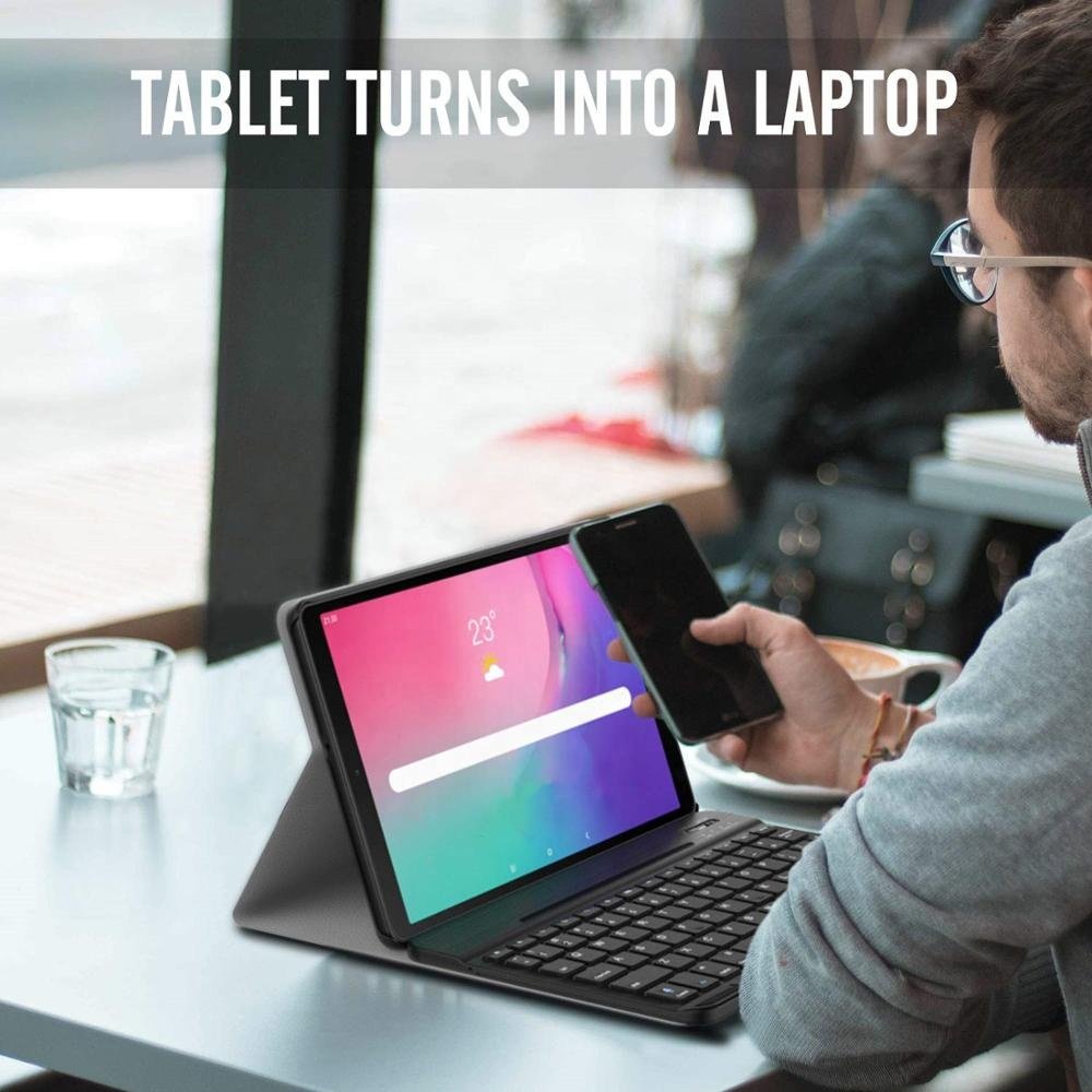 MoKo PU Leather Stand Cover Keyboard Case Removable Wireless Keyboard for Samsung Galaxy Tab A 10.1 2019