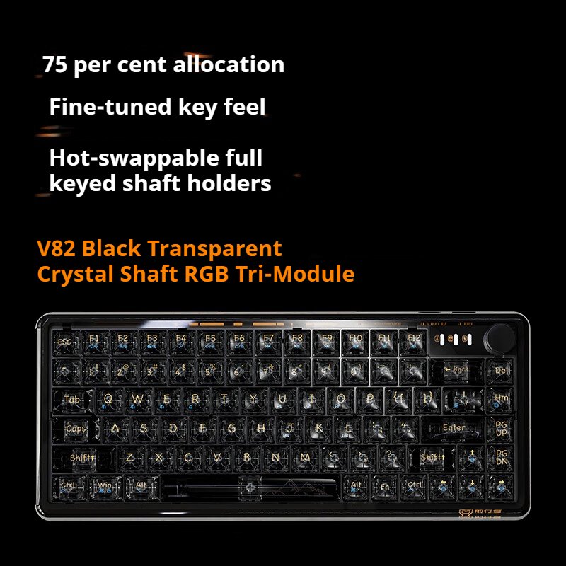 EWEADN V99 Hot Swappable 2.4G Wireless Wired Transparent RGB LED switch mechanical keyboard with TFT screen Display