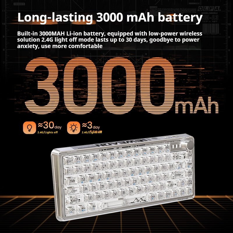 EWEADN V99 Hot Swappable 2.4G Wireless Wired Transparent RGB LED switch mechanical keyboard with TFT screen Display