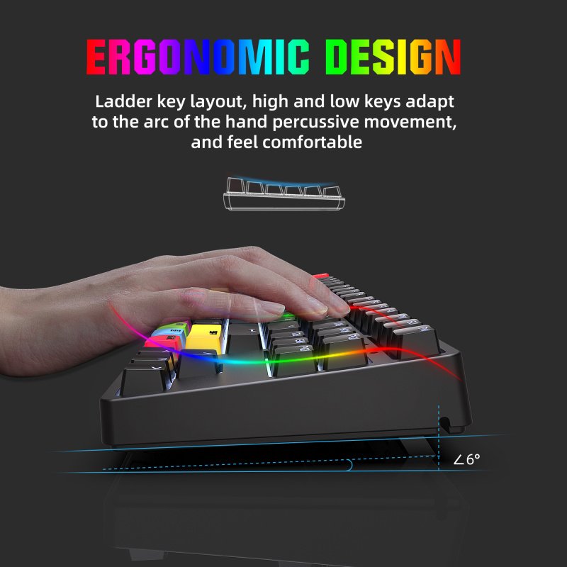 Newest Mechanical Gamer Keyboard Wired 87 Key Red Switch LED Backlight Hot-swappable Type C for Laptop