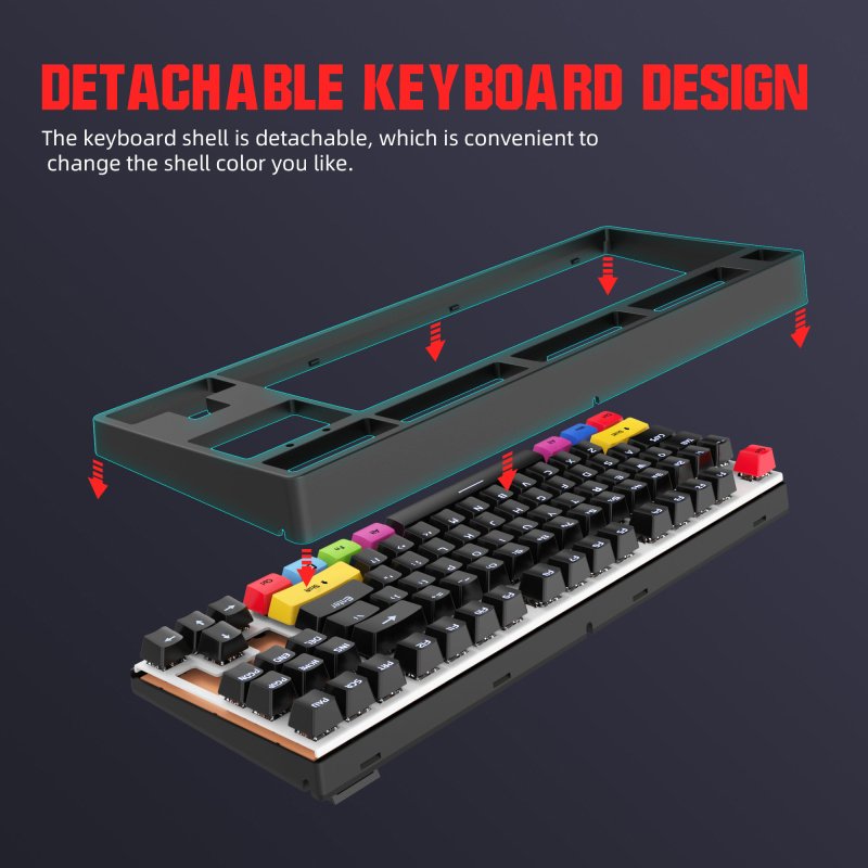 Newest Mechanical Gamer Keyboard Wired 87 Key Red Switch LED Backlight Hot-swappable Type C for Laptop