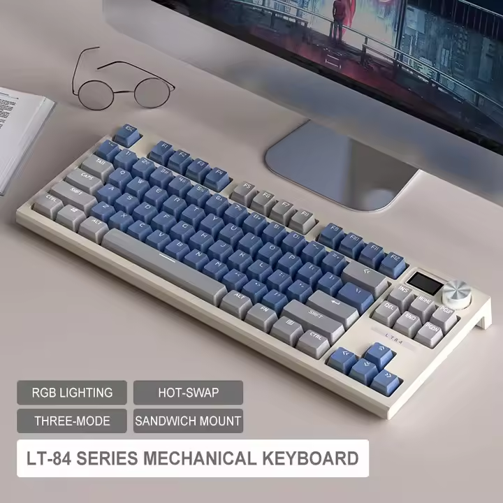 Langtu LT84 Customization Rgb Backlit 84 Keys Wireless/ Wired Gaming Keyboard Hot Swap Mechanical Keyboard for Gamer