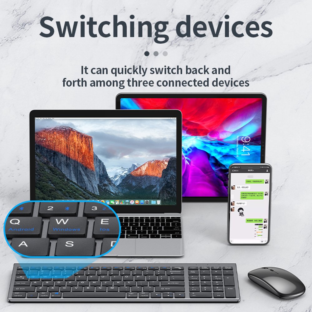 Hot Sales Wholesale Price Scissor Switch Keyboard Portable BT 2.4G Wireless Keyboard and Mouse Combo for Windows Laptop Tablet