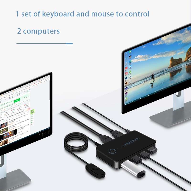 USB3.0 Switch Selector 2x4 USB Switcher 2 Port Sharing 4 Devices for Keyboard Mouse Printer 4 port Hub