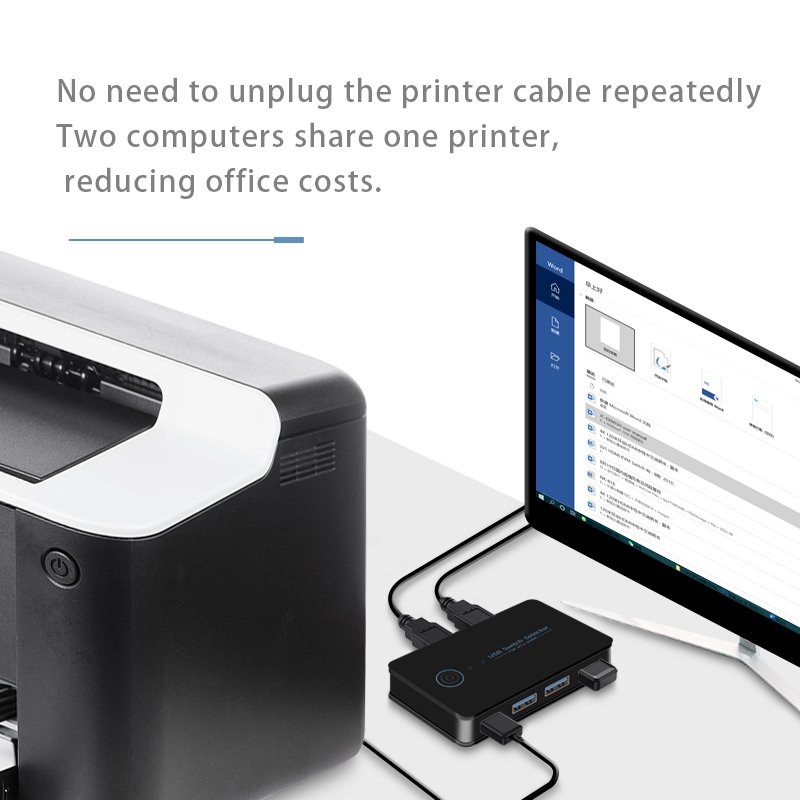 USB3.0 Switch Selector 2x4 USB Switcher 2 Port Sharing 4 Devices for Keyboard Mouse Printer 4 port Hub