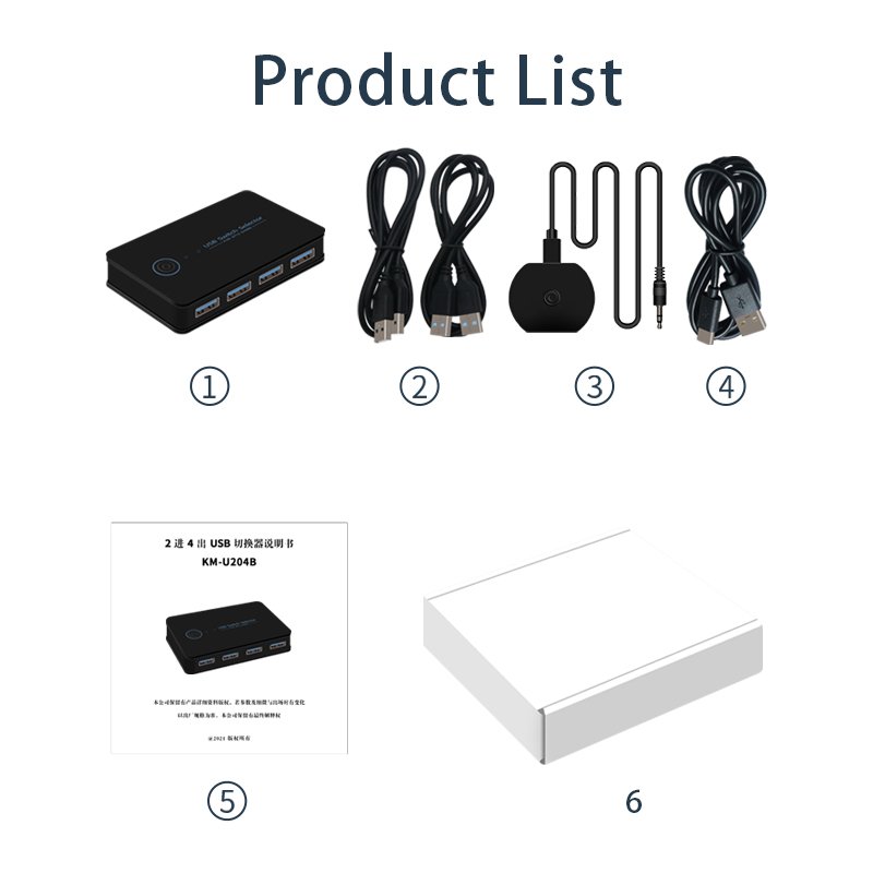 USB3.0 Switch Selector 2x4 USB Switcher 2 Port Sharing 4 Devices for Keyboard Mouse Printer 4 port Hub