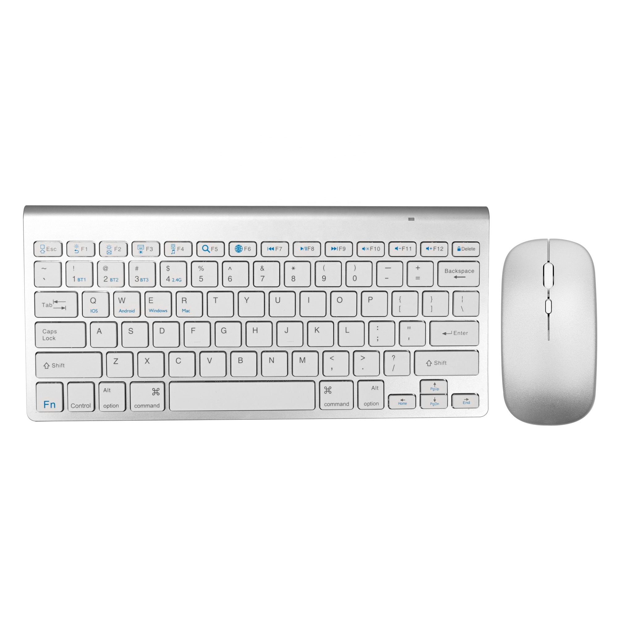 Factory Direct Sale Ultra-thin Ergonomic 2.4Ghz Dual Mode Wireless Bluetooth Keyboard and Mouse Combo Set for Office