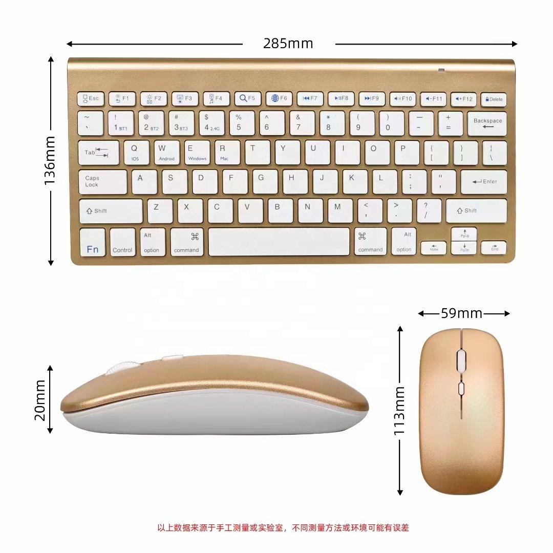 Factory Direct Sale Ultra-thin Ergonomic 2.4Ghz Dual Mode Wireless Bluetooth Keyboard and Mouse Combo Set for Office