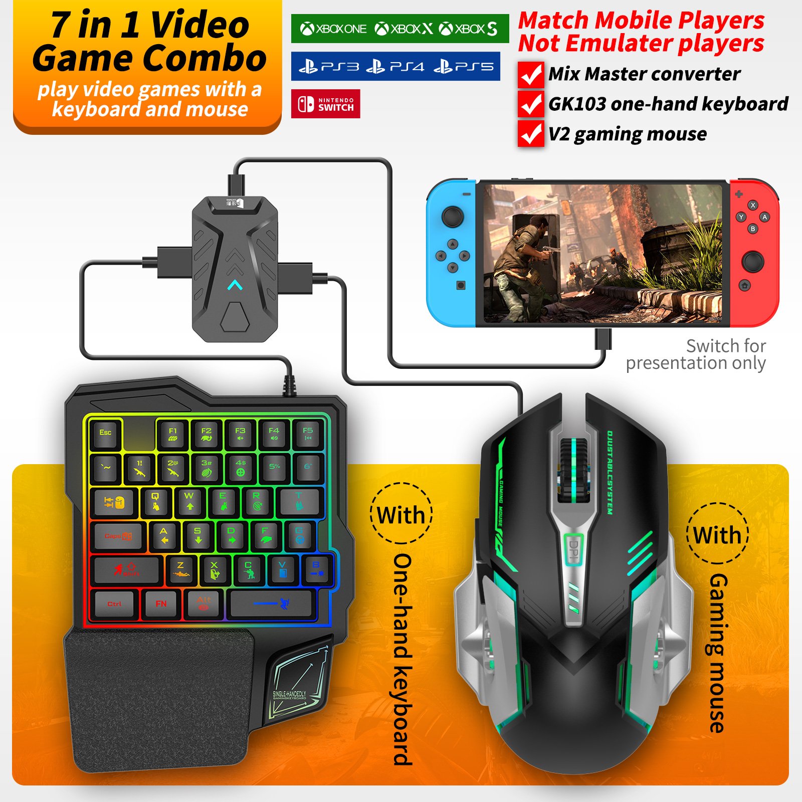 Dropshipping Keyboard Mouse Converter Gaming Adapter For PS3/PS4/PS5/Switch/Xbox one/Xbox X/Xbox S Video Game Console Controller