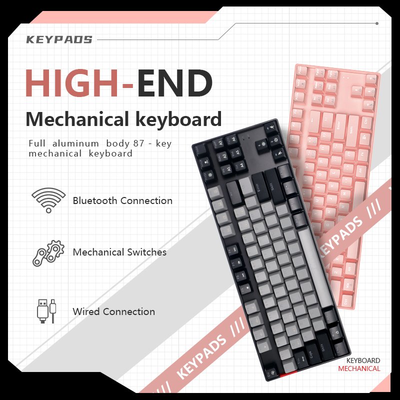 keyboard mechanical Triple Mode 87 Keys Hot Swappable with LED Backlit 2000mAh Battery NKRO Gaming Keyboard Ergonomic Design