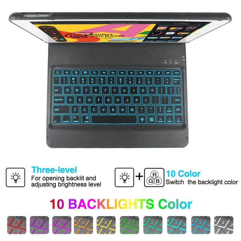 360 Degree Rotating Portable Tablet Cover for iPad 7th Accessories 10.2 Inch Pencil Holder Wireless BT Keyboard Case