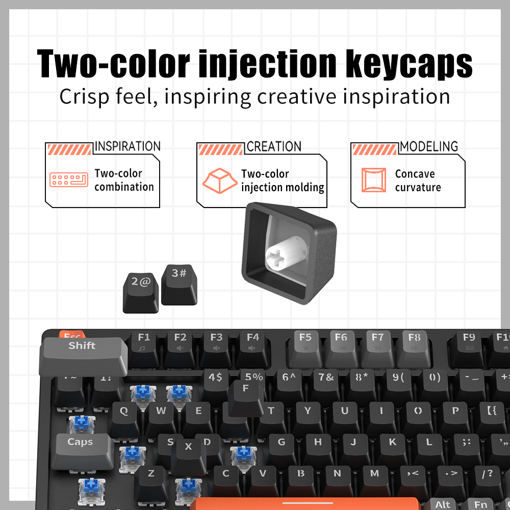 KA981 Hot swap Blue Switch Custom Keycap Gaming mechanical keyboard for PC office gamer tablet keyboard RGB backlit keyboard