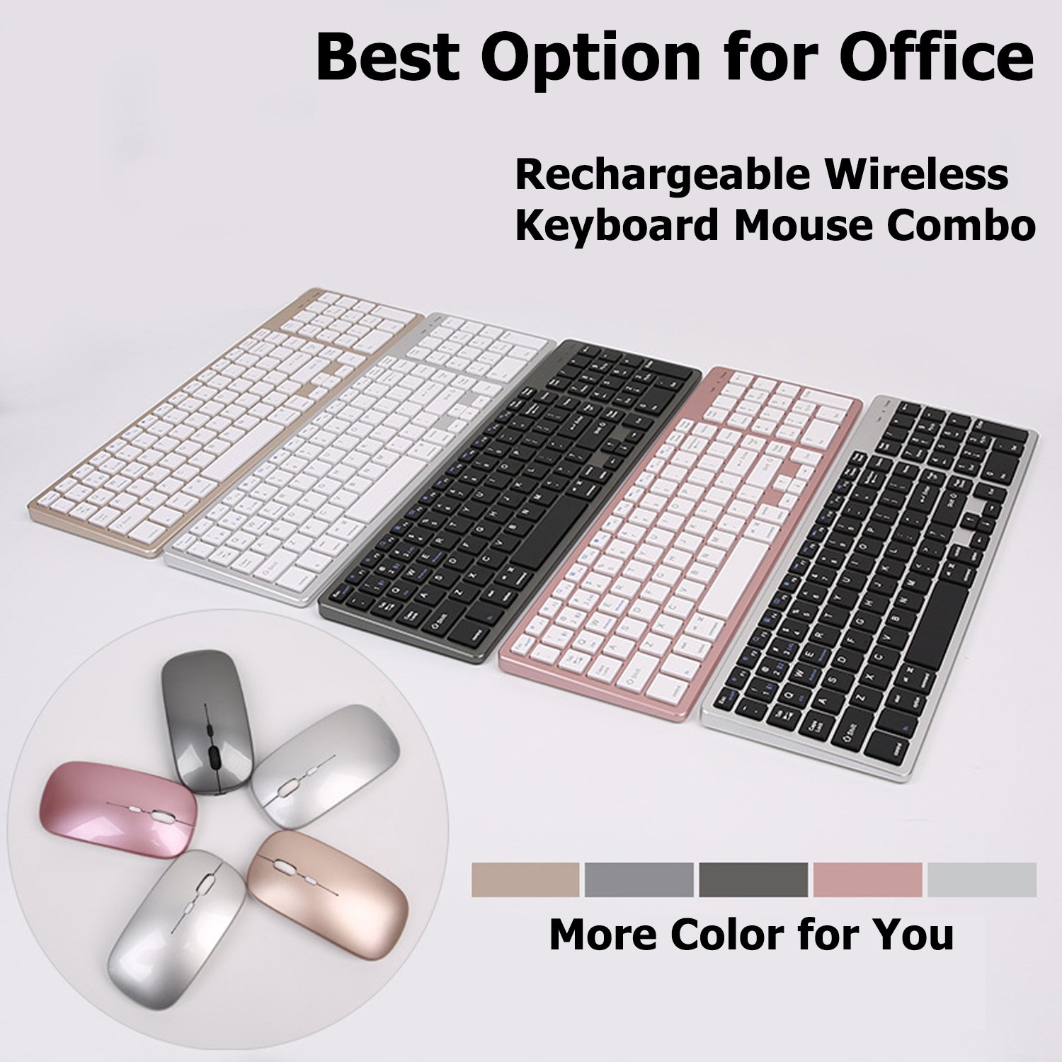 Rechargeable Office 2.4G Plug And Play Scissor Switch Silent Multi Device Keyboard and Mouse Wireless Combo For Computer