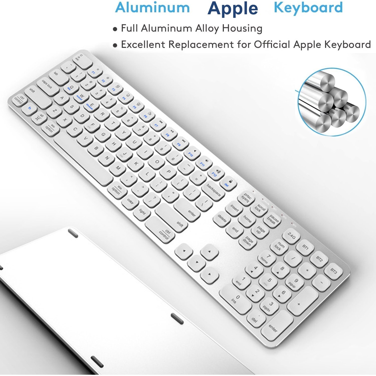 Luxurious Full Size Silent Ultra Slim Wireless Multi-Device Office 7 Color RGB Backlit Bluetooths Aluminium Keyboard