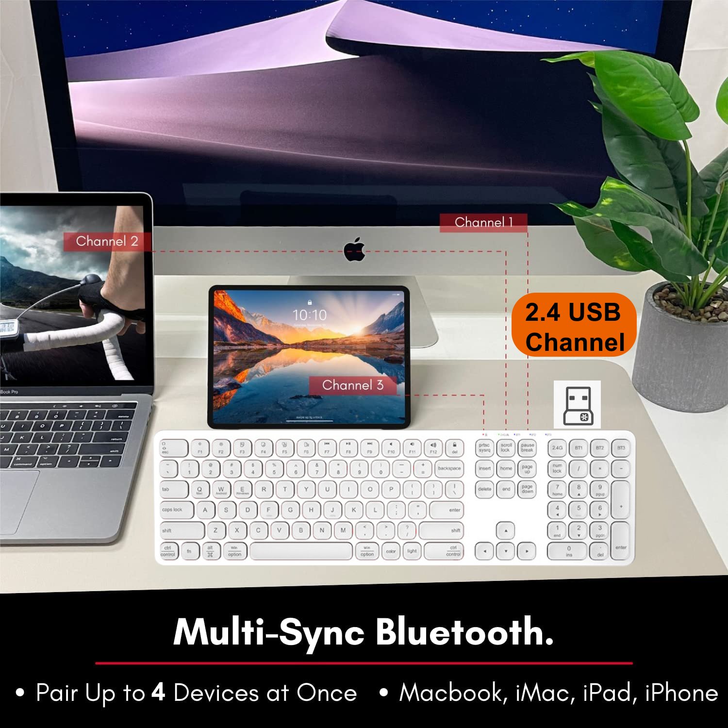 Luxurious Full Size Silent Ultra Slim Wireless Multi-Device Office 7 Color RGB Backlit Bluetooths Aluminium Keyboard