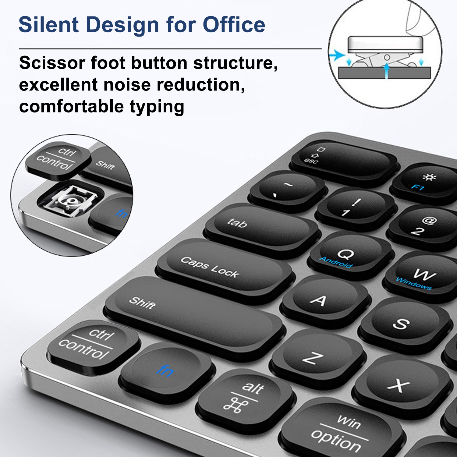 Luxurious Full Size Silent Ultra Slim Wireless Multi-Device Office 7 Color RGB Backlit Bluetooths Aluminium Keyboard