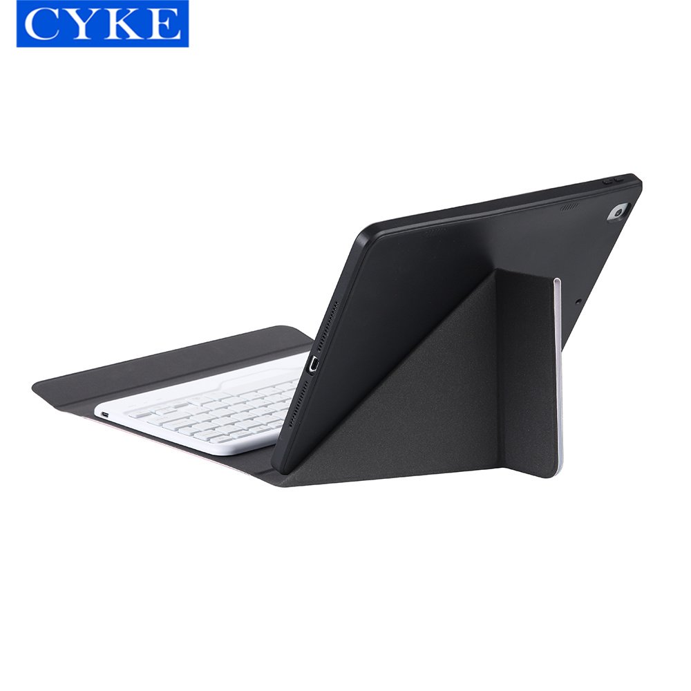 CYKE Triangle Bracket Gradient Color Tablet Keyboard Case With Pen Holder Cover For Apple Ipad 7 8 9 10.2 Inch 2021 2020 2019