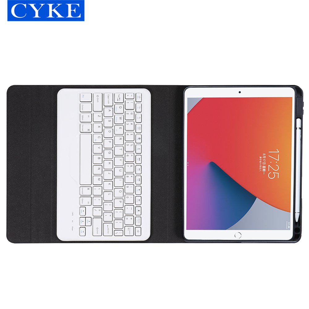 CYKE Triangle Bracket Gradient Color Tablet Keyboard Case With Pen Holder Cover For Apple Ipad 7 8 9 10.2 Inch 2021 2020 2019