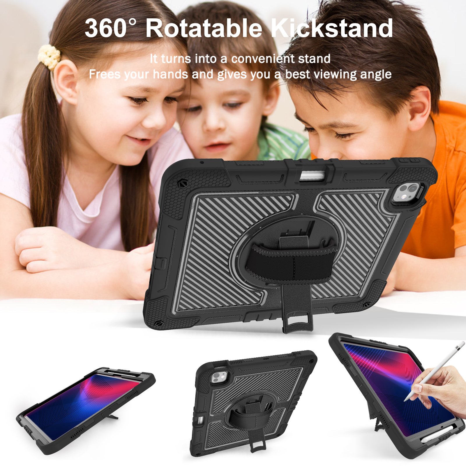 New Arrivival Adjustable 360 Swivel Kickstand Full-body Protective Tablet Case for iPad Pro 13 Inch M4 2024 Case