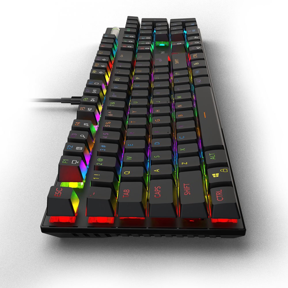 Gaming Keyboard Mechanical Professional Mechanical Gaming Keyboard - Rainbow Backlight MX Blue Switches, ABS + Iron Structure