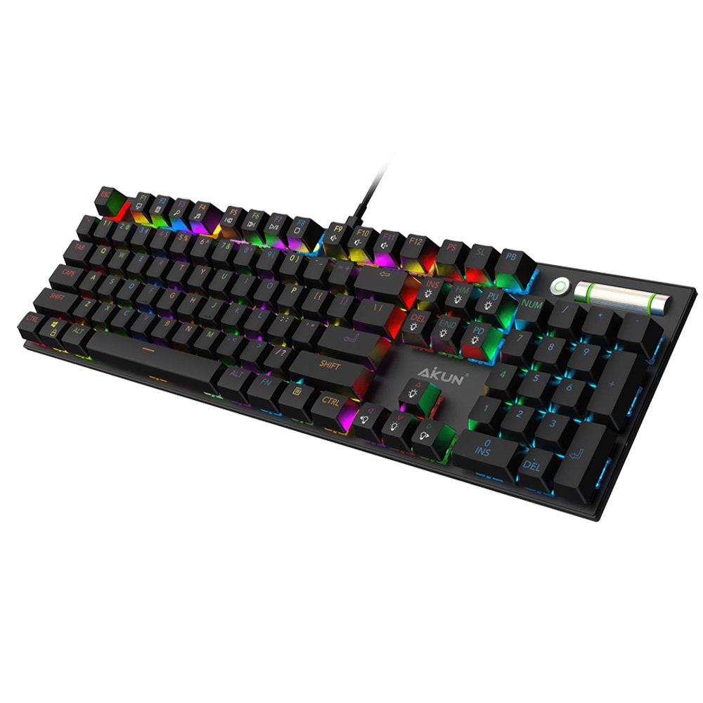Gaming Keyboard Mechanical Professional Mechanical Gaming Keyboard - Rainbow Backlight MX Blue Switches, ABS + Iron Structure